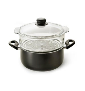 Casseruola Con Vaporiera 24 cm In Vetro e Alluminio Fuoco e Idee MADE IN ITALY