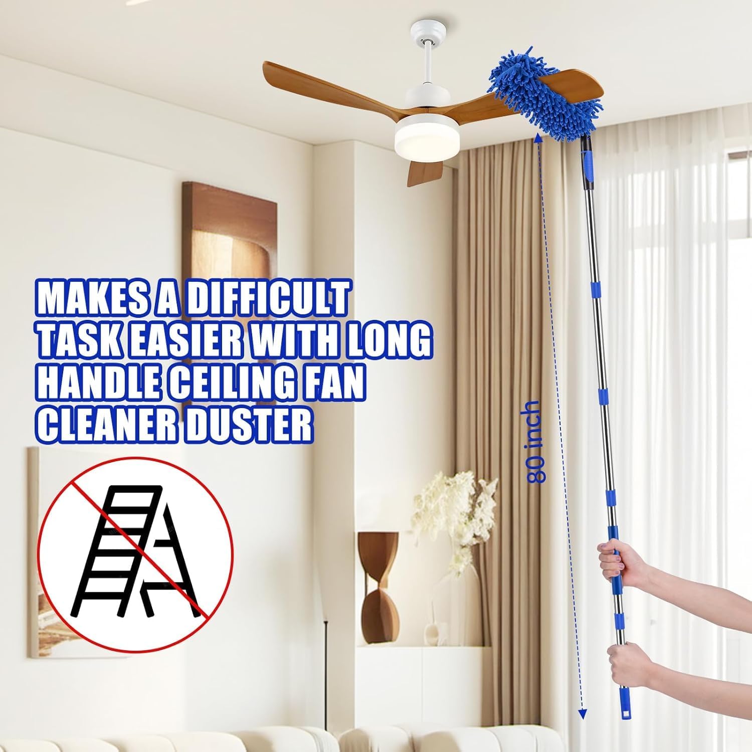 EVERSPROUT Spolverino Per Ventilatori A Soffitto Con Asta Estensibile Fino A 4m - 2