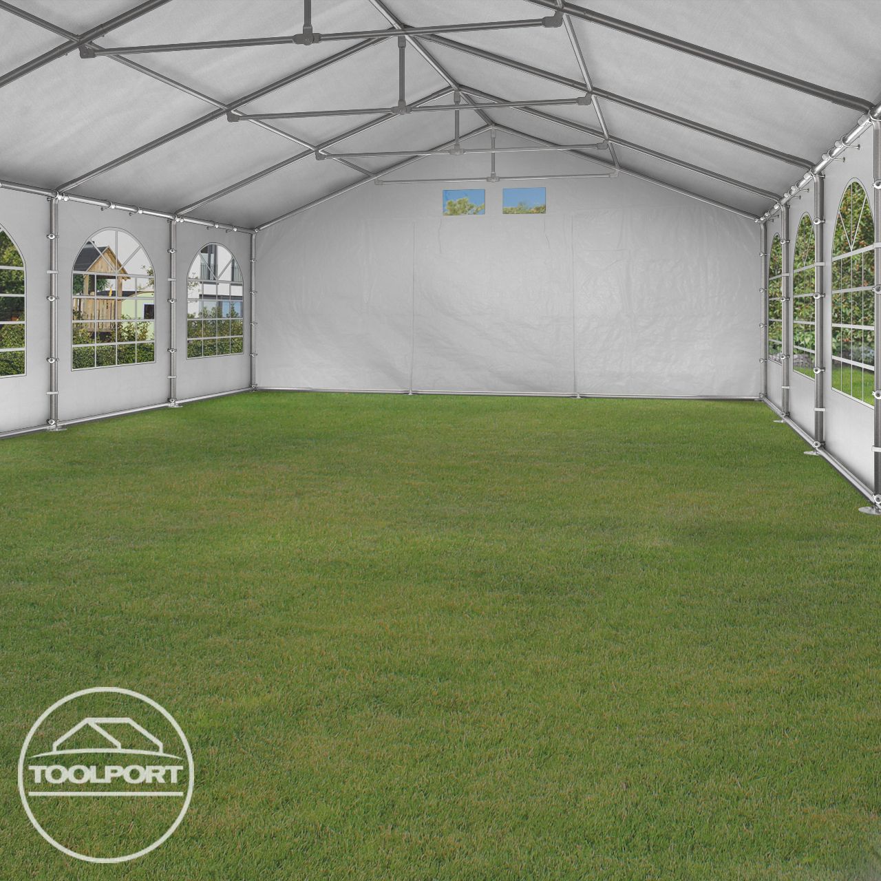 TOOLPORT Tente de réception 5x10 m Tente de Jardin Blanc bâche PE 500 N imperméable résistante aux UV avec Cadre de Sol - 5