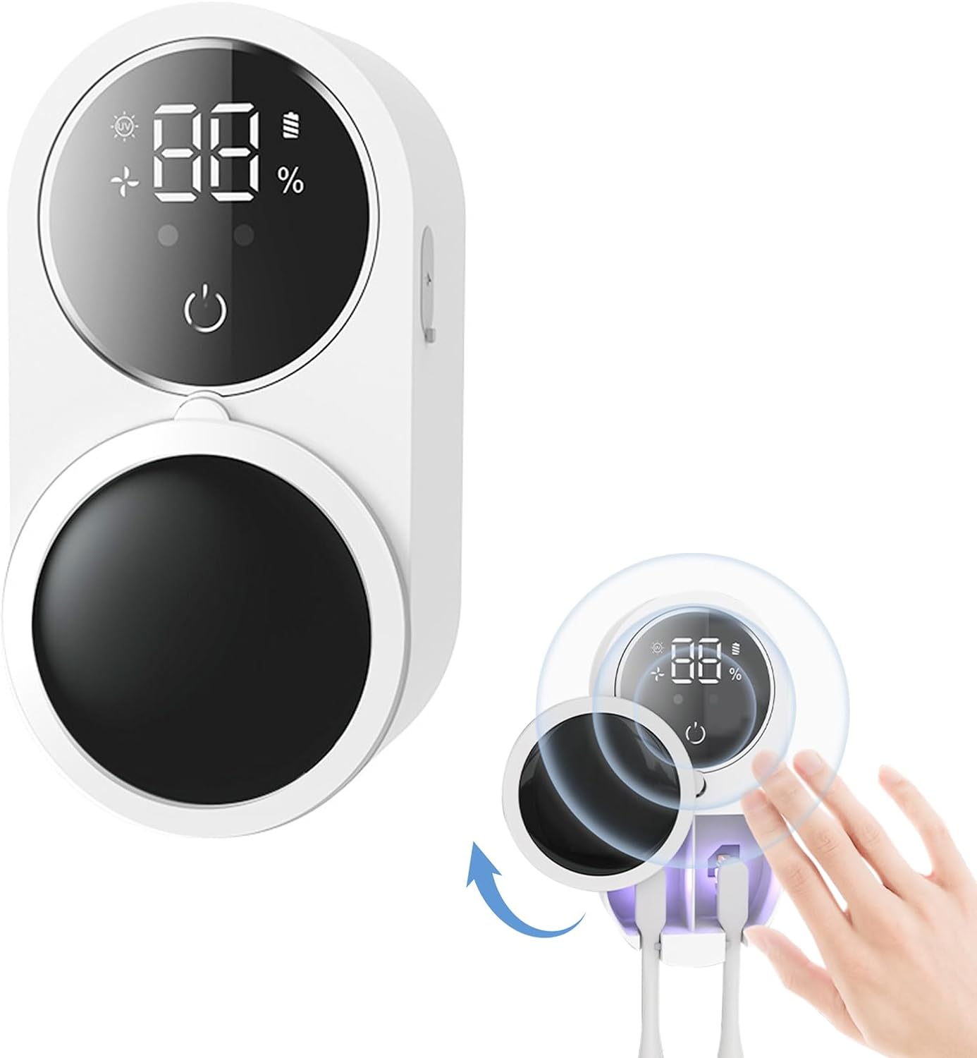 Soporte Para Cepillo De Dientes Con Luz UV - Limpiador Y Organizador Magnético Para Baño