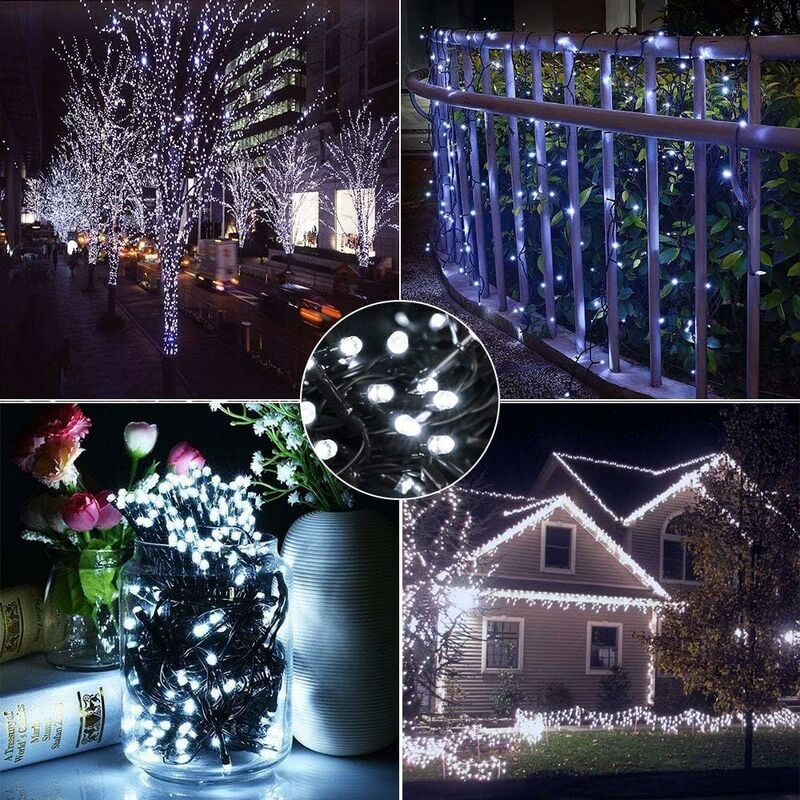 Guirlande lumineuse solaire extérieure (blanc froid), 22M 200 LED étanches, 8 motifs de décoration pour le jardin, la cour, l'arbre, la clôture, la ma - 4