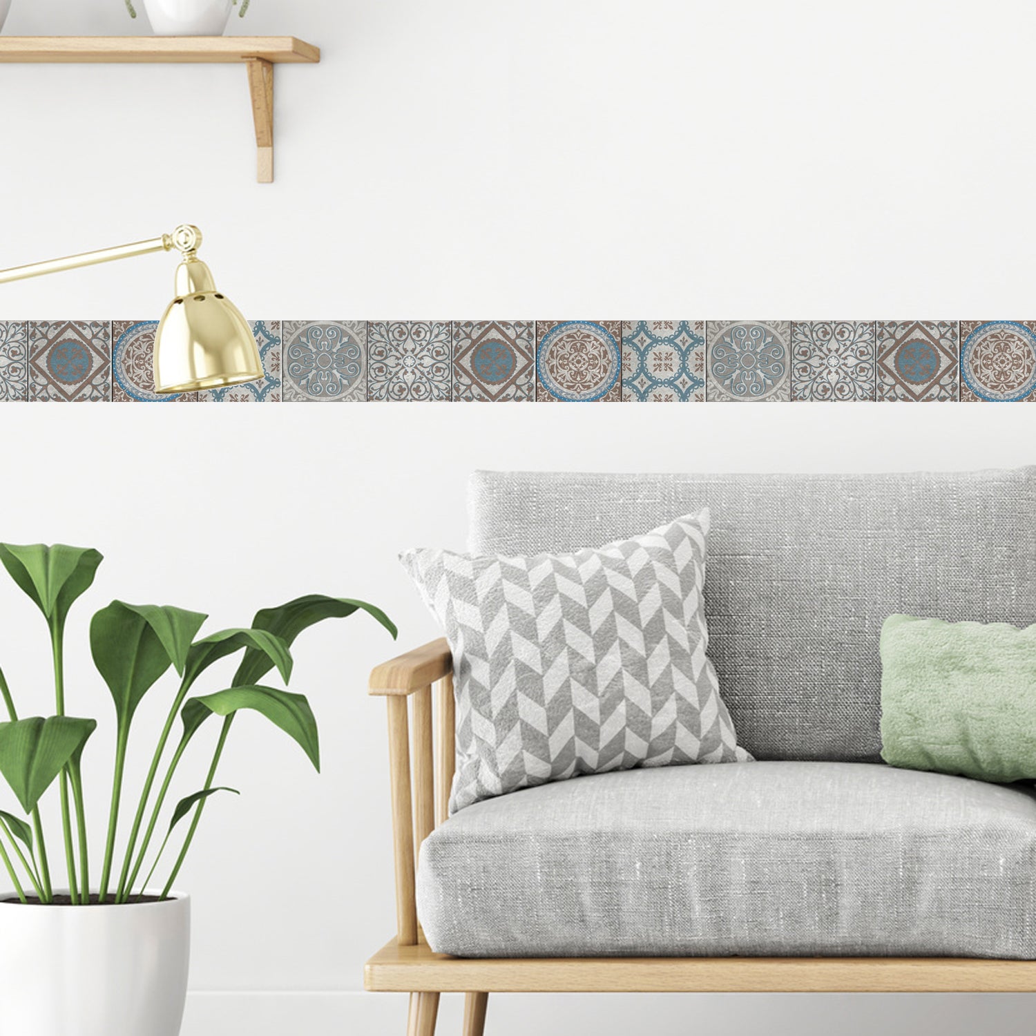 Cenefa adhesiva decorativa, baldosas de cemento múltiple, 10 cm x 300 cm - 5