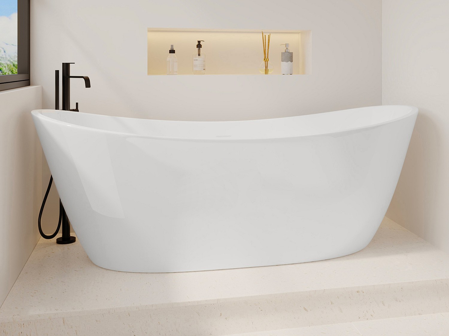 Wanna wolnostojąca biała - 360 l - Akryl - 190 x 89 x 72 cm - BORAZA