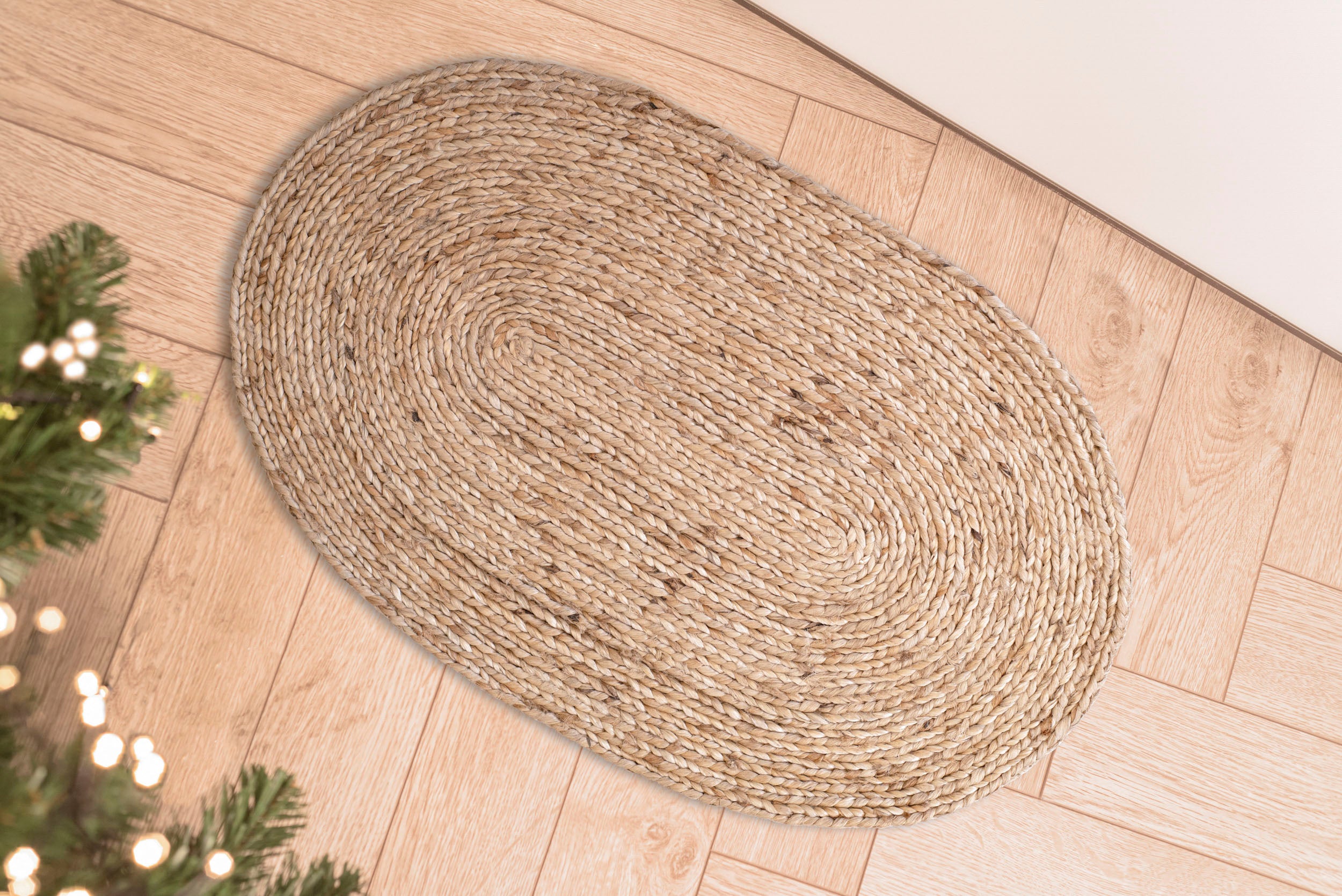 Paillasson jute ovale 45x75 cm – Tapis d’entrée naturel et artisanal, résistant - 2