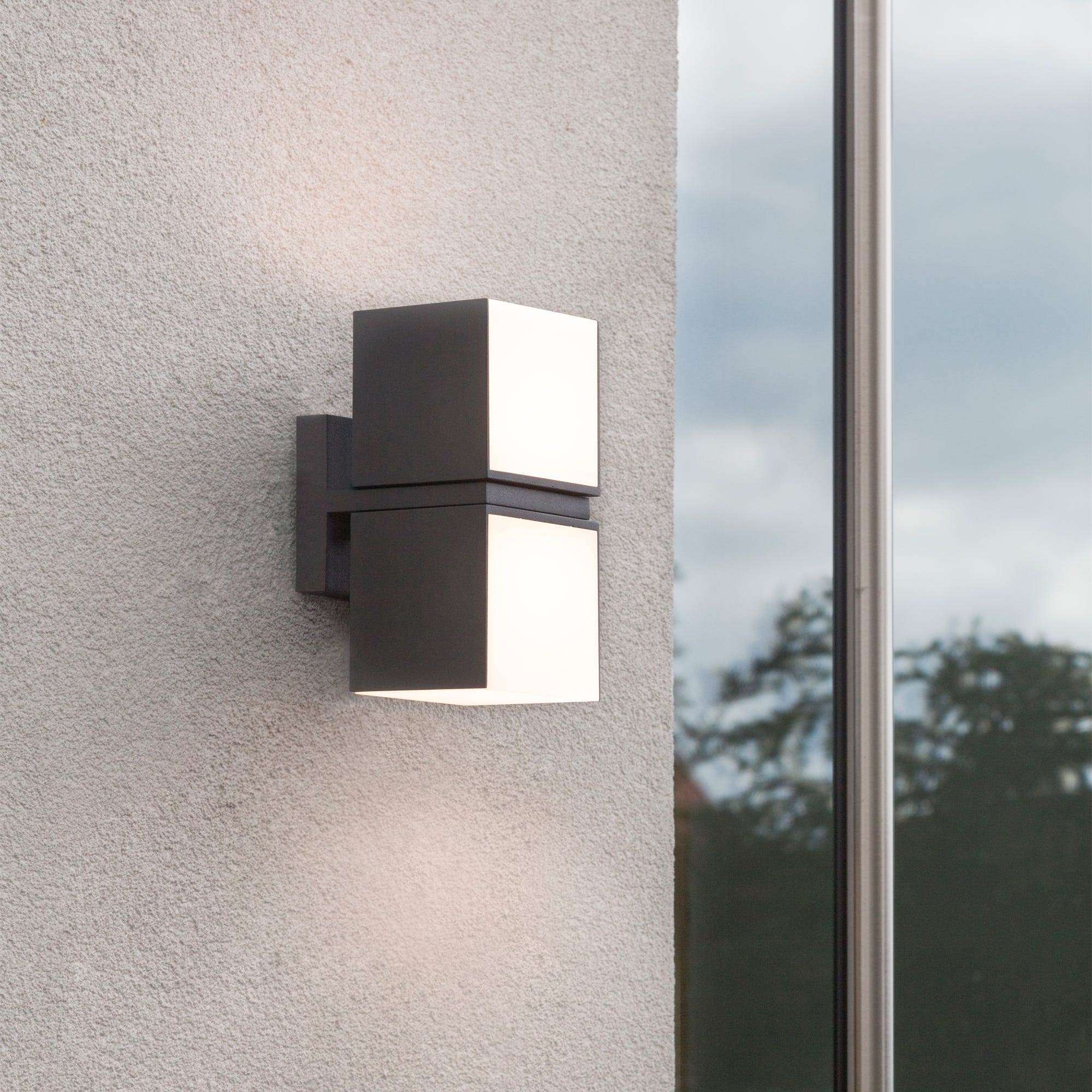 Kinkiet zewnętrzny CUBA LED 23W Neutralna biel 1000lm antracytowo-biały wym: 21,3x14,7x10 cm IP54 Lutec