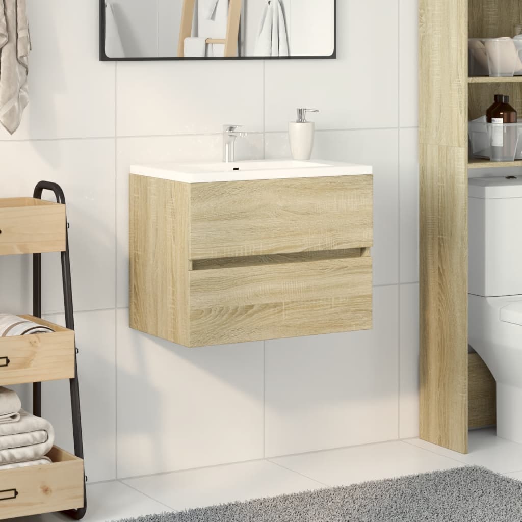 Mobile Lavabo In Legno Multistrato VidaXL - Dimensioni 80x38,5x45 Cm, Colore Rovere Nero, Montaggio A Parete