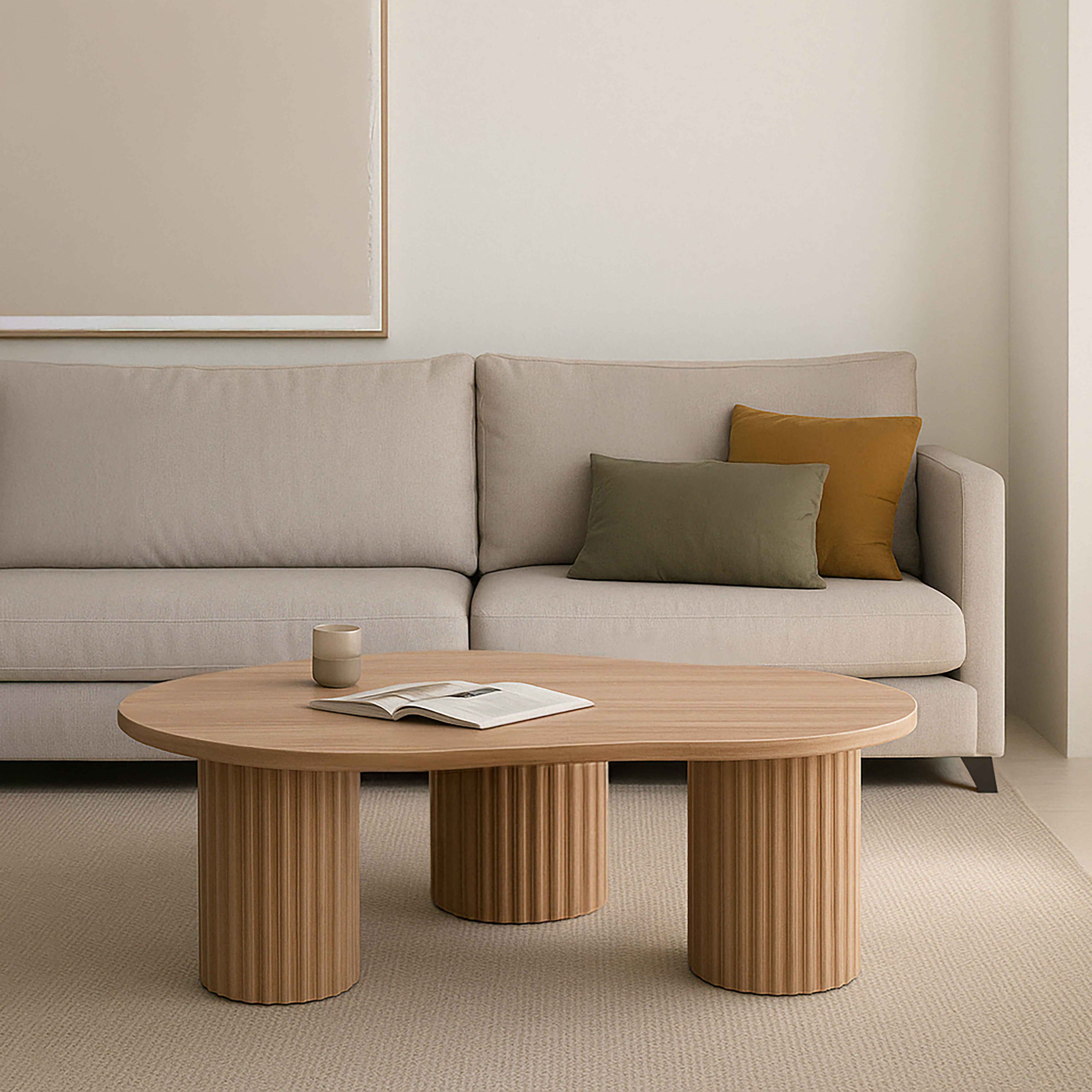 Table basse en MDF décor mélaminé beige - 3