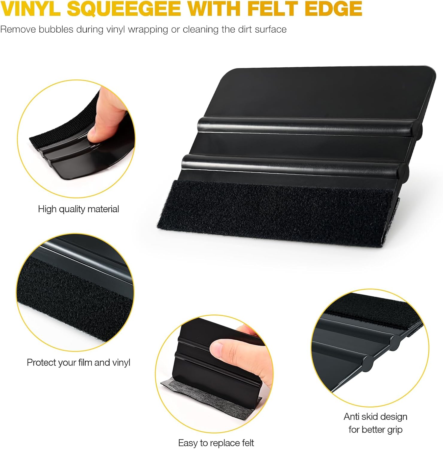 Ensemble de 14 pièces Kit d'outils en vinyle pour fenêtre, outils de teinture de fenêtre, petite raclette pour fenêtre, kit d'application de tein - 3