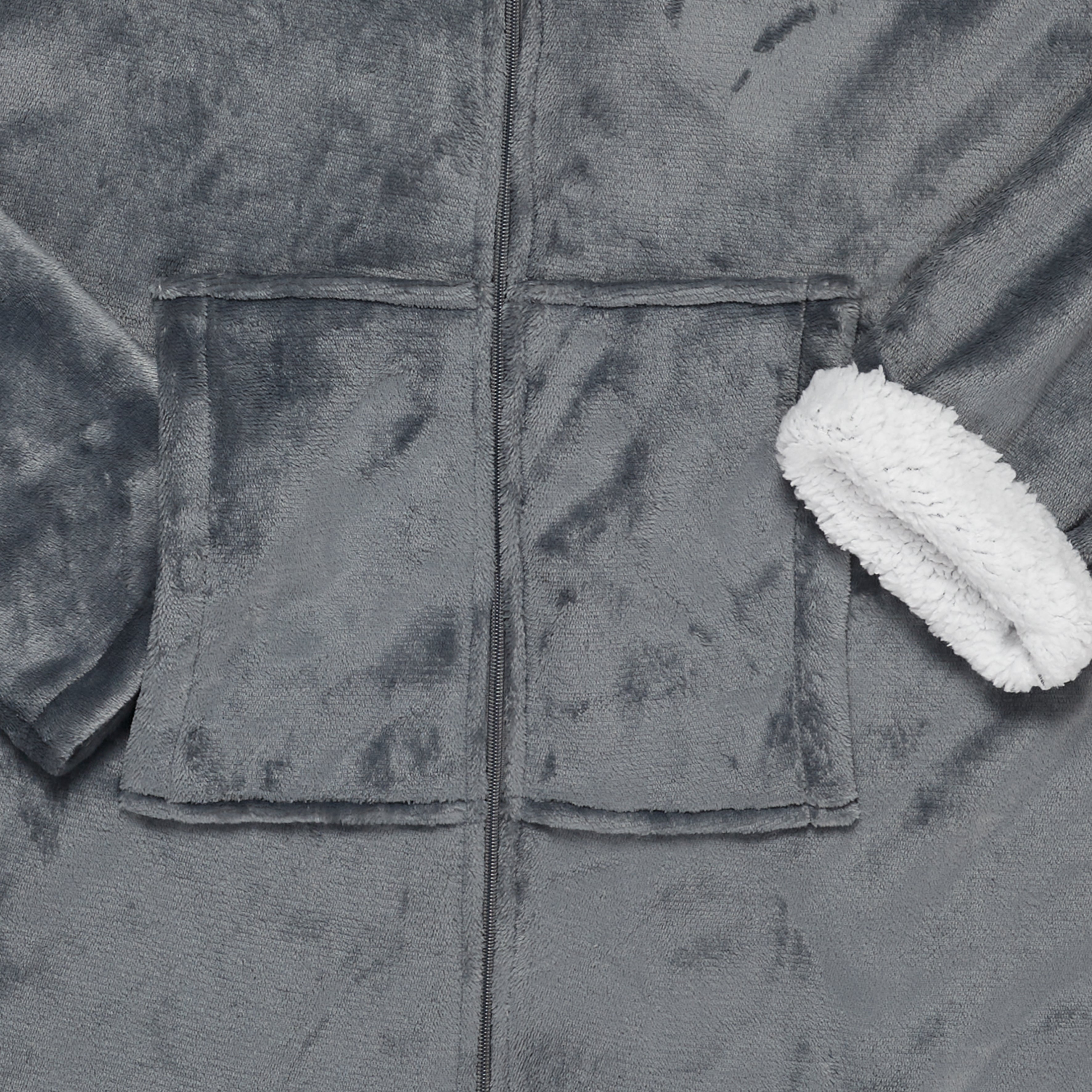 Plaid - HOME DECO FACTORY - Ultraconfortable - Sherpa - Gris et blanc - 4