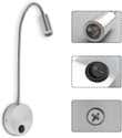 Lampe de lecture murale à LED en nickel, applique murale flexible à col de cygne avec interrupteur poussoir, lampe de lecture moderne pour tête de lit de chambre à coucher 3000 K Lampe de lecture murale à LED en nickel, applique murale flexible à col de cygne avec interrupteur poussoir, lampe de lecture moderne pour tête de lit de chambre à coucher 3000 K