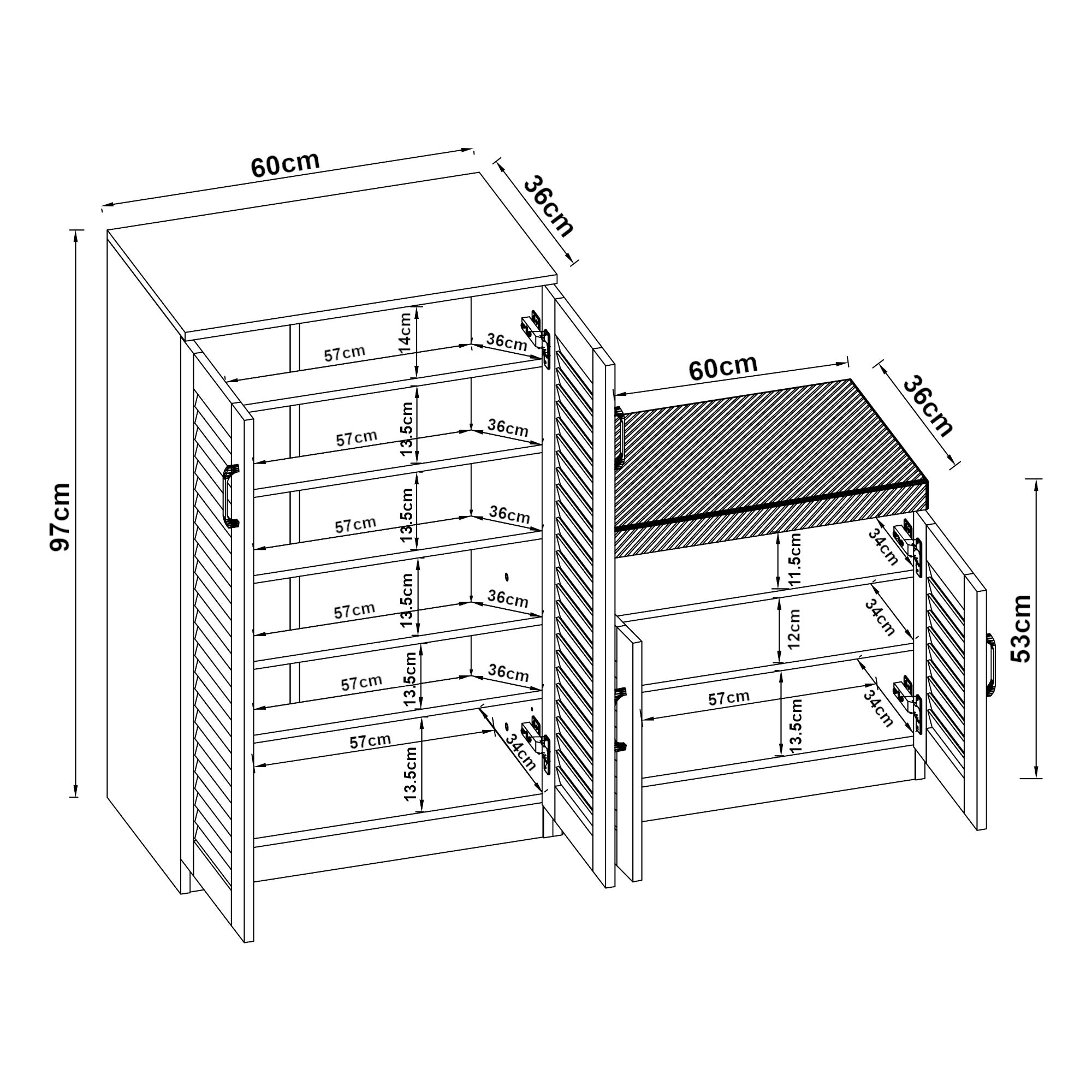 Meuble à chaussures Løten avec banquette 97 x 120 x 36 cm effet wengé [en.casa] - 4
