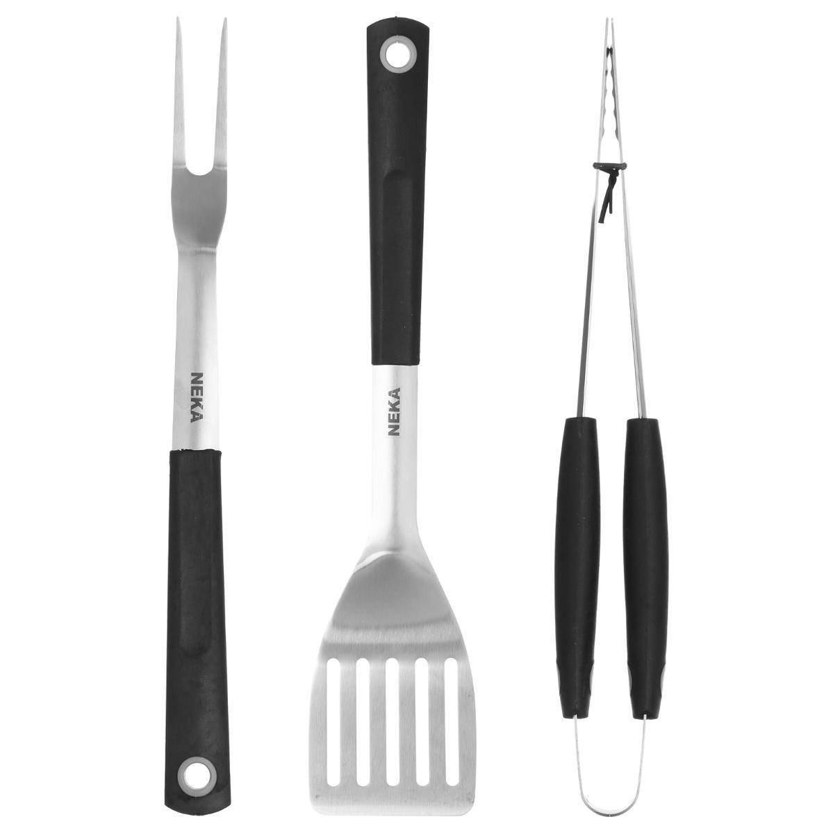 Coffret 3 Ustensiles Aimantés Cook'in Garden AC170 – Spatule, Fourchette, Pince Inox BBQ & Plancha