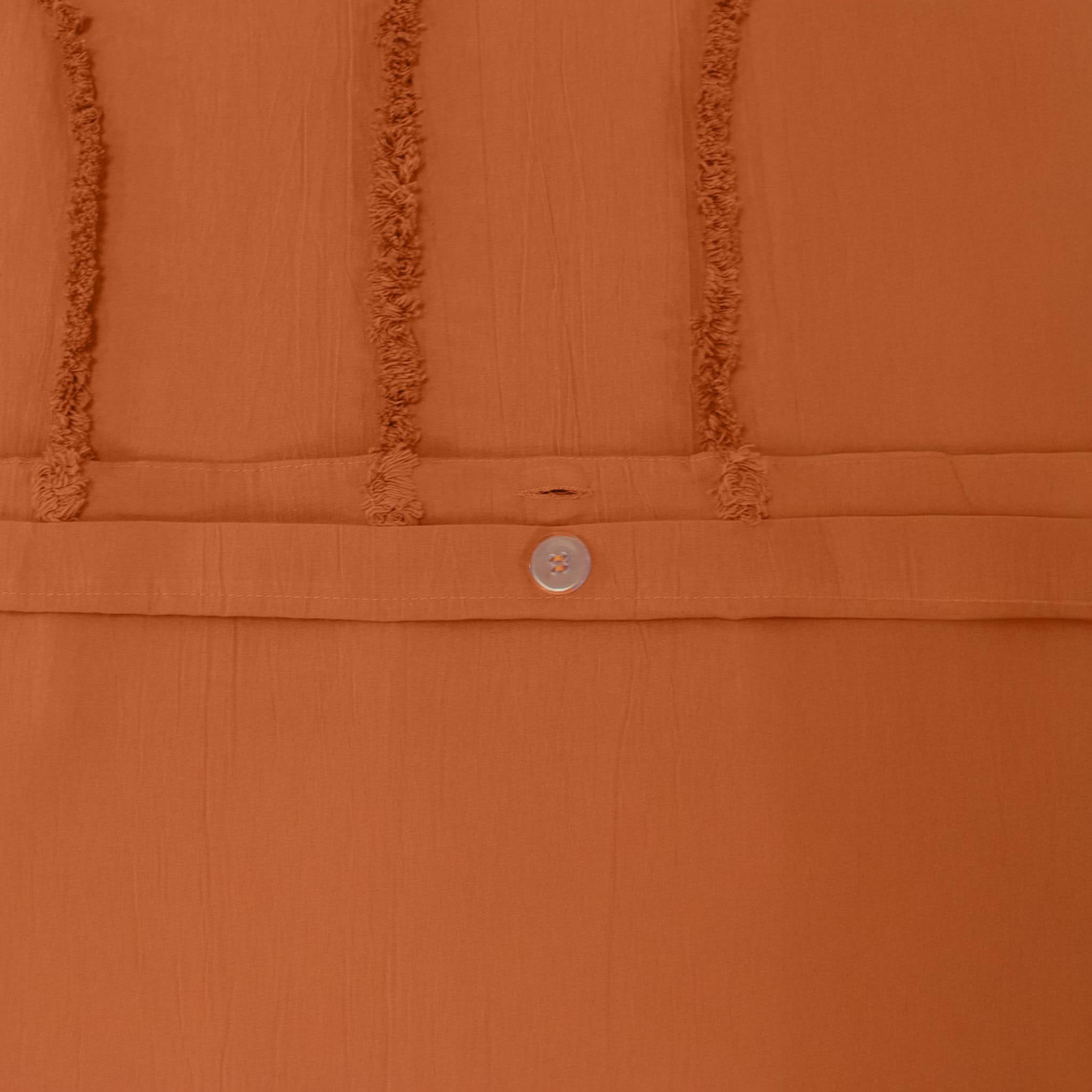 Parure de lit coton lavé tufté motifs arches rétro 2 places terracotta. 1 housse 260x240cm + 2 taies 63x63cm HERA - 3