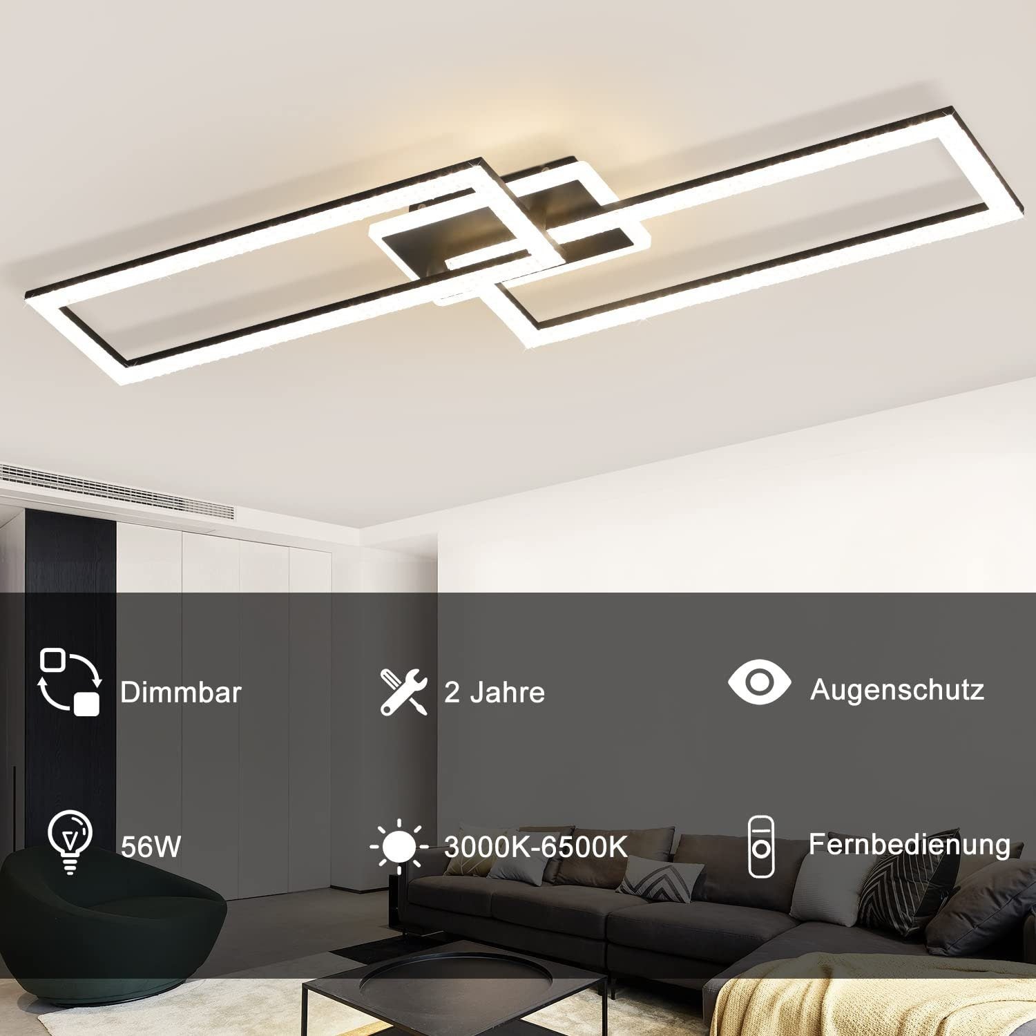 ZMH Nowoczesna kryształowa lampa sufitowa LED z pilotem – 56 W - 3