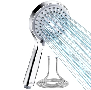 Soffione e tubo doccia universali,soffione doccia ad alta pressione regolabile con 5 modalità di spruzzo,foro di uscita in silicone per il bagno di casa.Soffione doccia e base forata senza flessibile