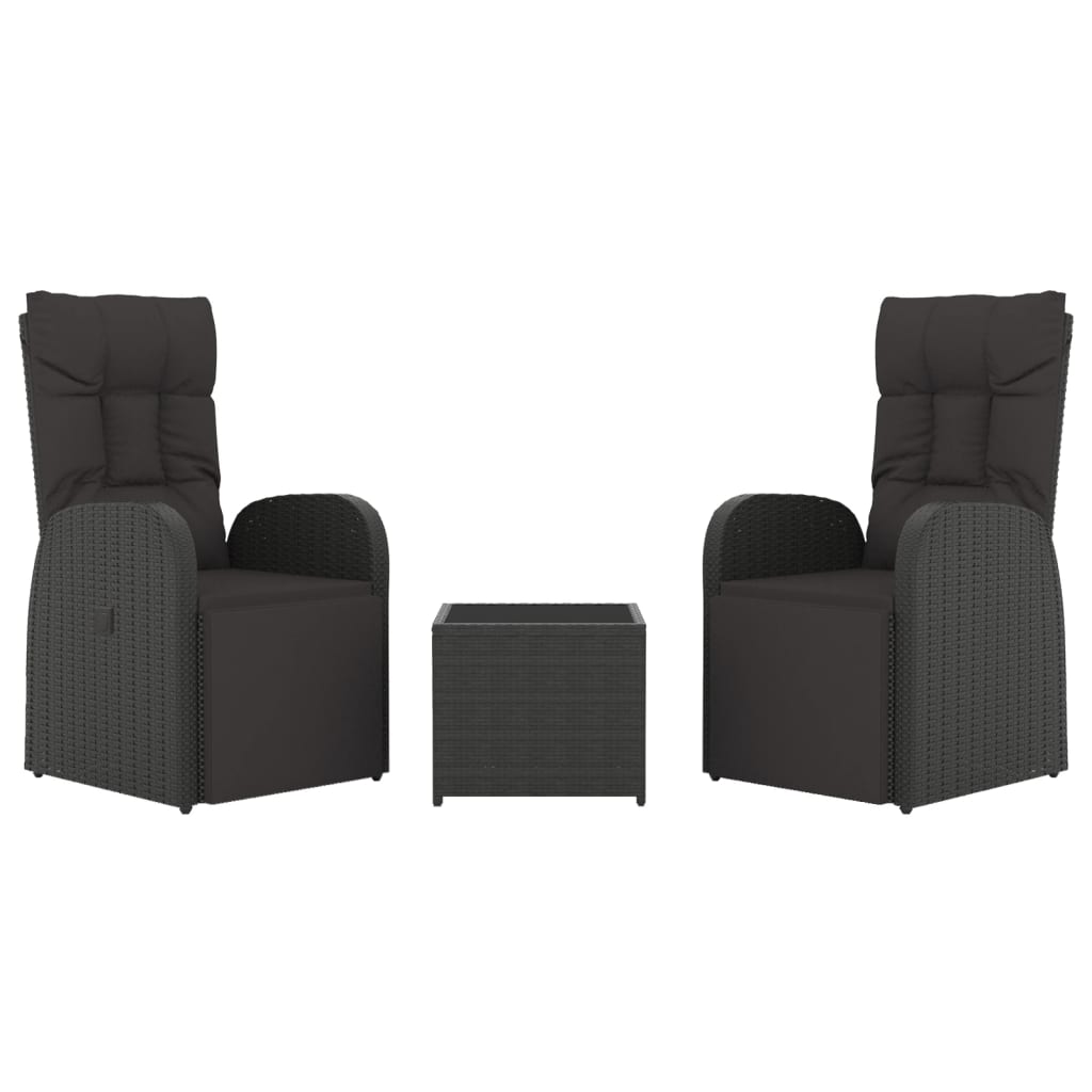 Maison Exclusive - Set Mobili da Giardino 3 pz Nero Polyrattan e Acciaio - 8