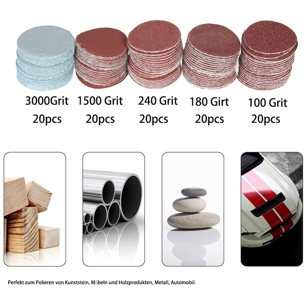 Platorello Carta Vetrata 50 Mm Per Dremel E Proxxon, Mandrino 3,0 Mm, Grana Da 60 A 800, Universale