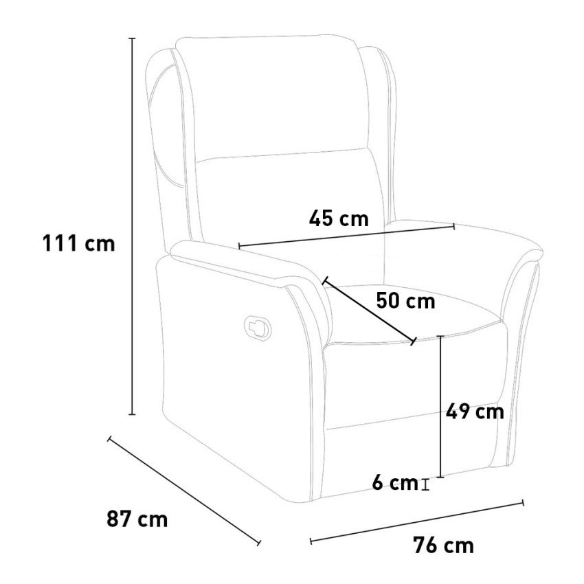 Poltrona relax reclinabile manuale con poggiapiedi in tessuto Hope - Beige - 6