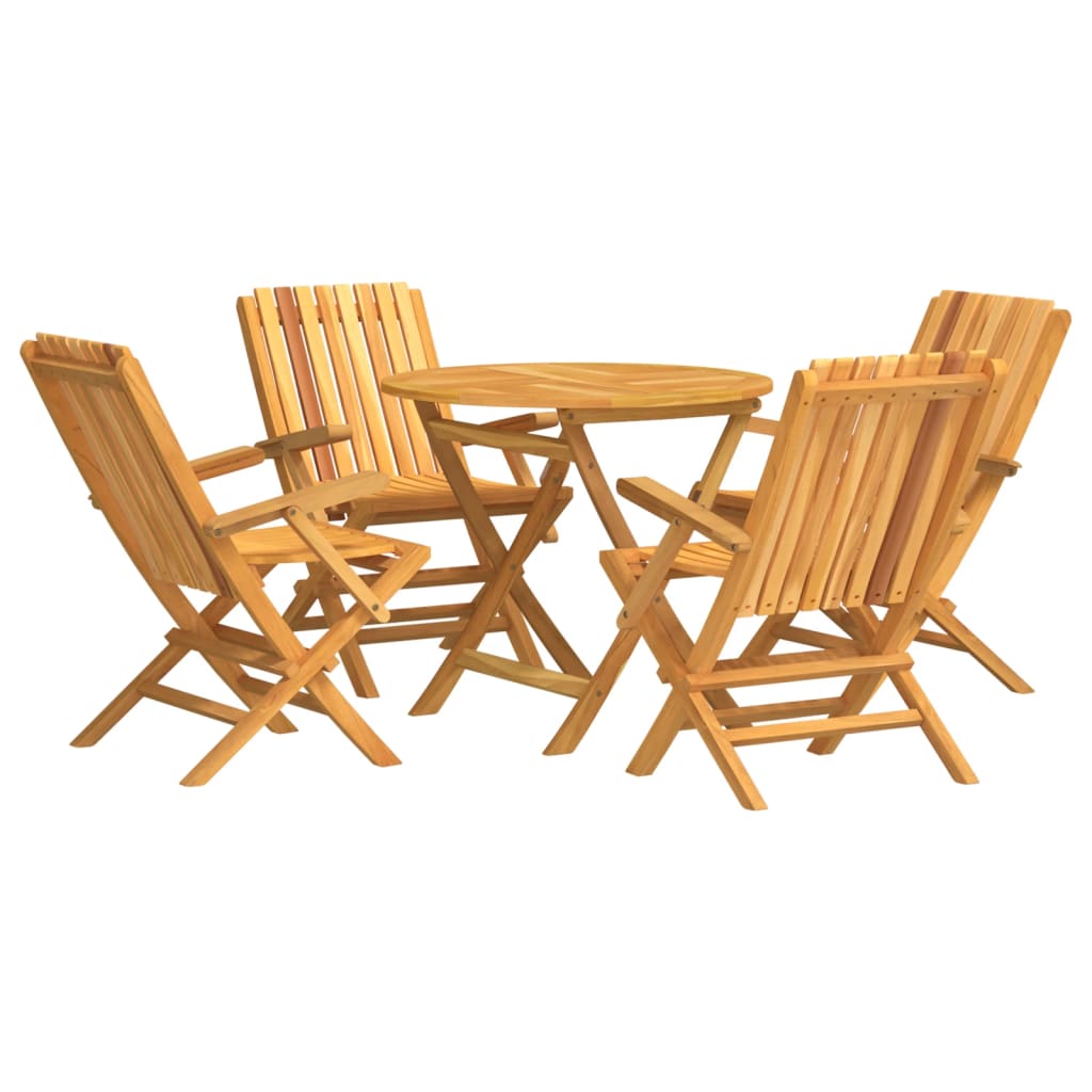 Set Da Pranzo Da Giardino 5 Pezzi In Teak Massello - Tavolo 150x90cm E 4 Sedie - Foto 2