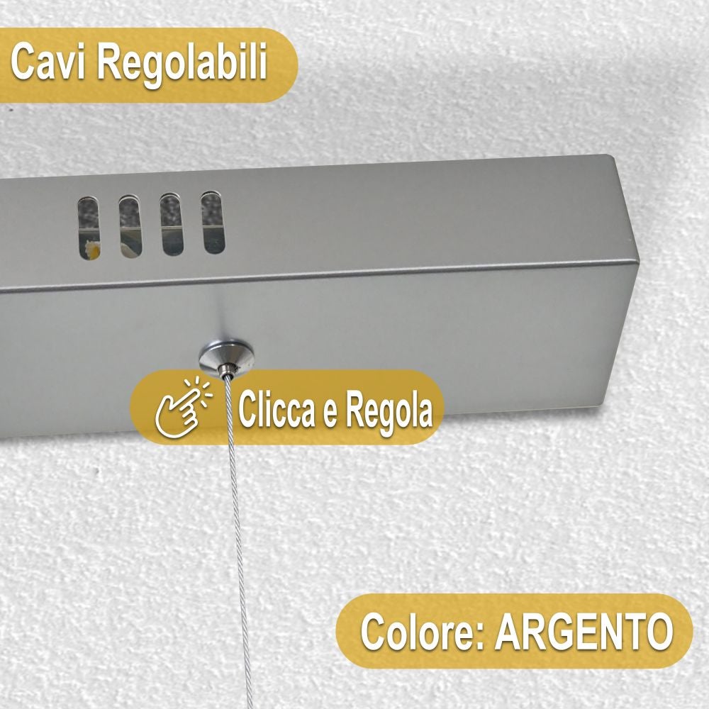Lampadario LED bianco a sospensione moderno intreccio 4000K-3000k-6500K con switch colore ideale per soggiorno cucina ufficio 65W Argento - 4