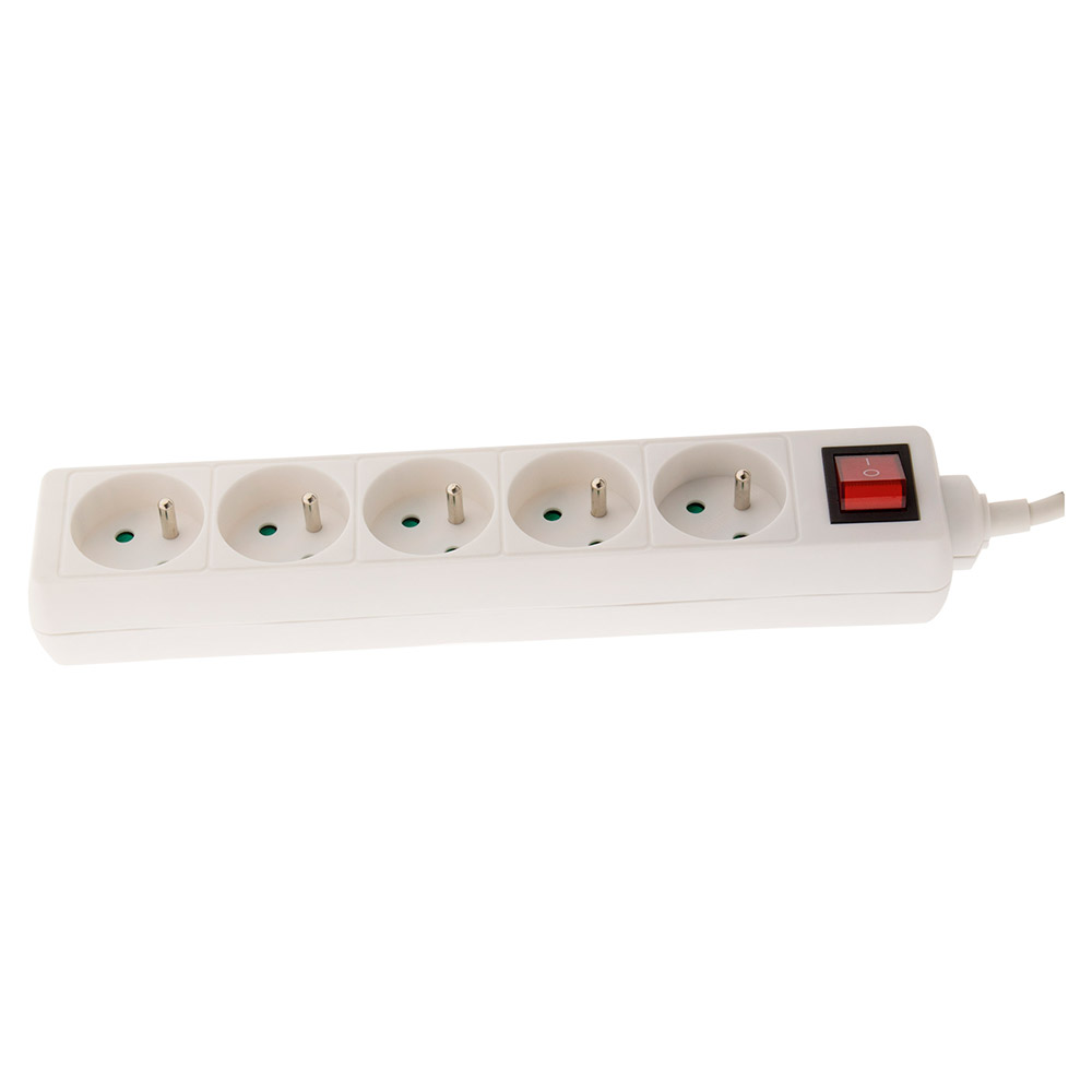 Bloc multiprise 5 prises 16A 2P+T interrupteur - blanc - Zenitech - 2