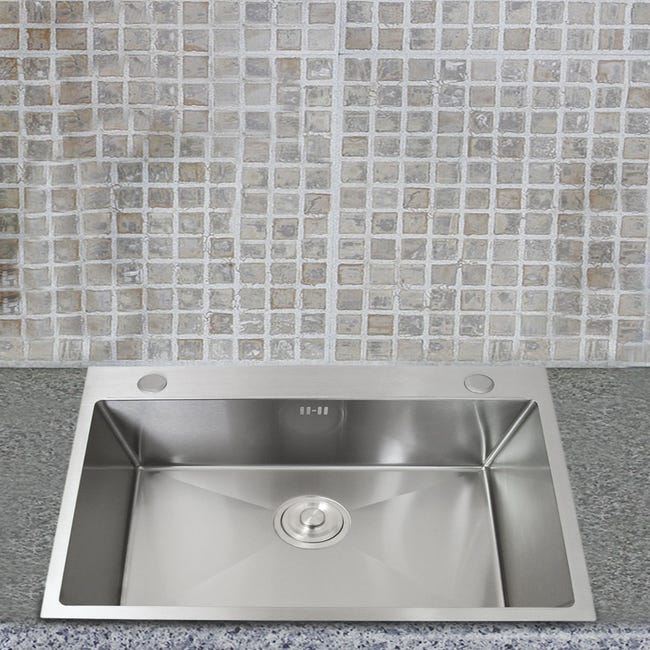 Lavello Da Cucina Doppio Acciaio Inox Squadrato Satinato Resistente Corrosione Lavabo Sottotop Sottopiano Sotto-Piano Integrato Lavandino Integrato Tappo Filtro E Scarico Inclusi Per Uso Commerciale