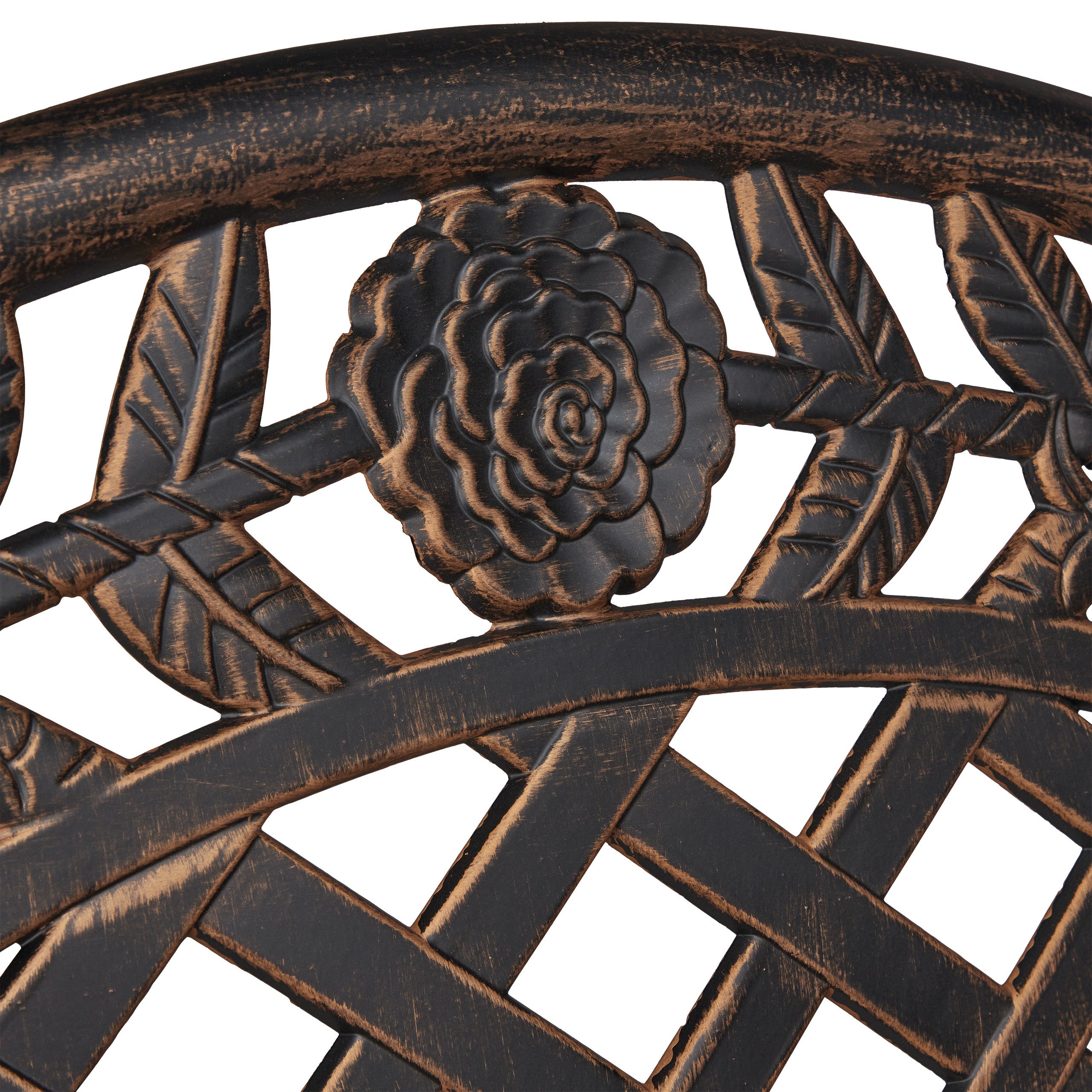 Banc de jardin, roses, terrasse,balcon, aluminium et fonte, antique, 56 x 98 x 55,5 cm, noir - bronze, Relaxdays - 7