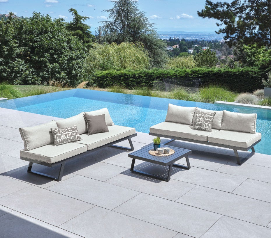 Salon bas de jardin en Métal Anthracite 6 personnes - 3