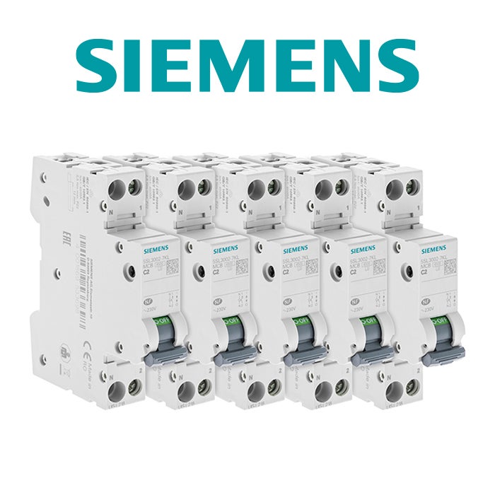 Lot de 5 disjoncteurs Siemens, 2 A, courbe C, 4,5 kA, AC/DC, norme NF EN 60898, garantie 2 ans - 2