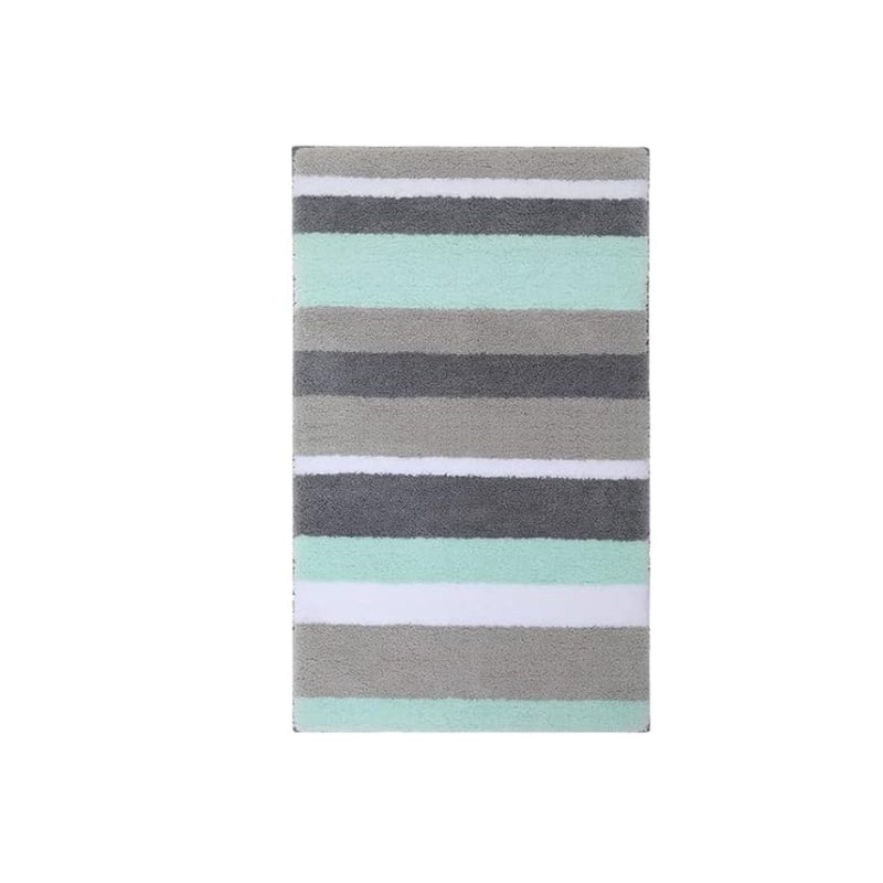 Mata łazienkowa antypoślizgowa, miękka, w paski, chłonna, pluszowa, 50 x 80 cm (zielona/szara)