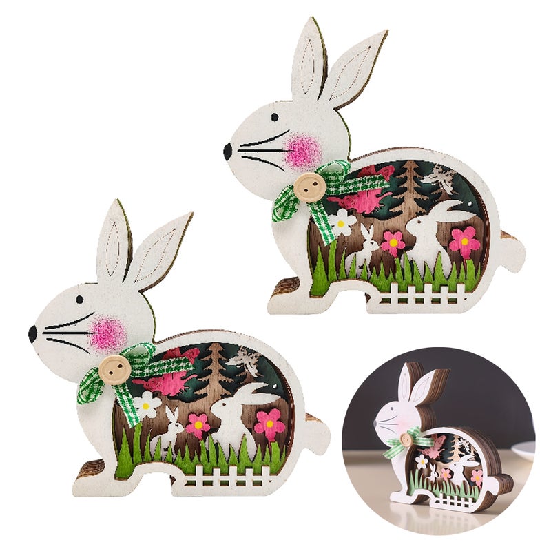 Zestaw 2 ozdób wielkanocnych, króliczek z kreskówki, dekoracja do domu i biura, dekoracja wielkanocna, 15 x 2,7 x 14,5 cm