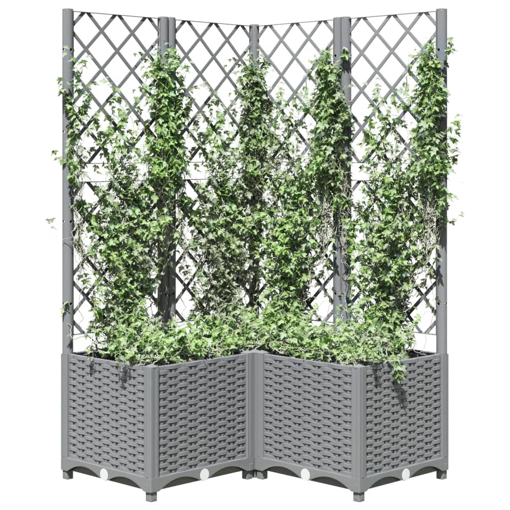 Maison Exclusive - Vaso/floreira jardim c/ treliça 80x80x136 cm PP cinzento-claro - 3