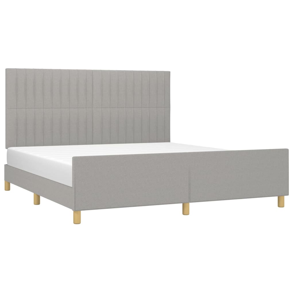 Cadre de lit sans matelas en tissu gris clair pour la chambre, 160 × 200 cm - 3