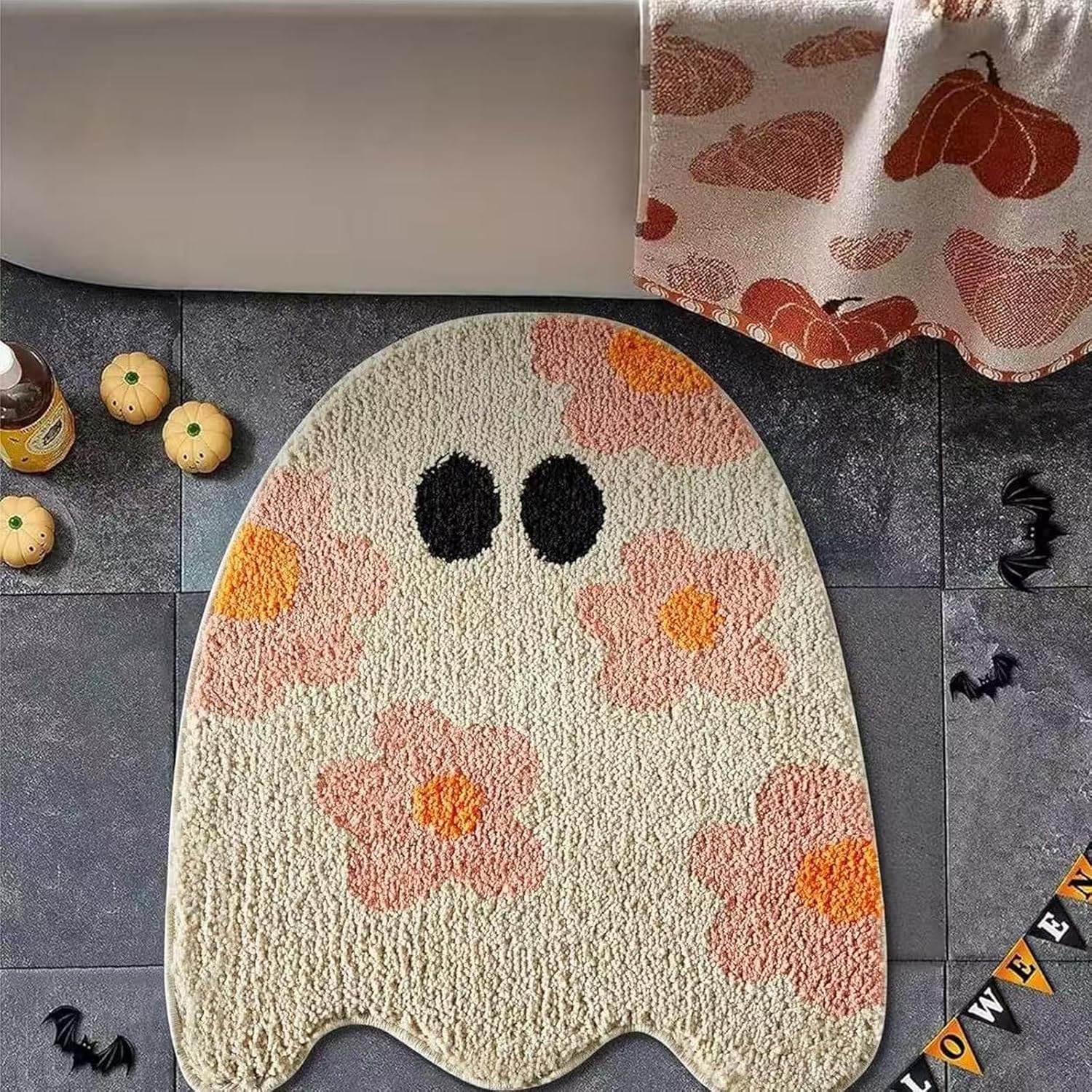 Urocza mata wejściowa do domu z motywem ducha, antypoślizgowa mata na Halloween, dywanik na Halloween, miękka i wygodna mata wejściowa, mata wejściowa