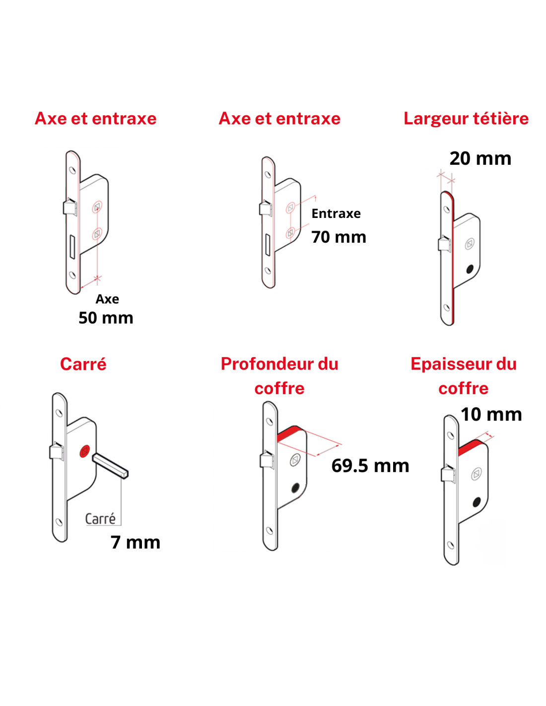 THIRARD - Serrure encastrable à condamnation pour porte de salle de bain et toilettes, axe 50mm, bouts ronds, - THIRARD - 3