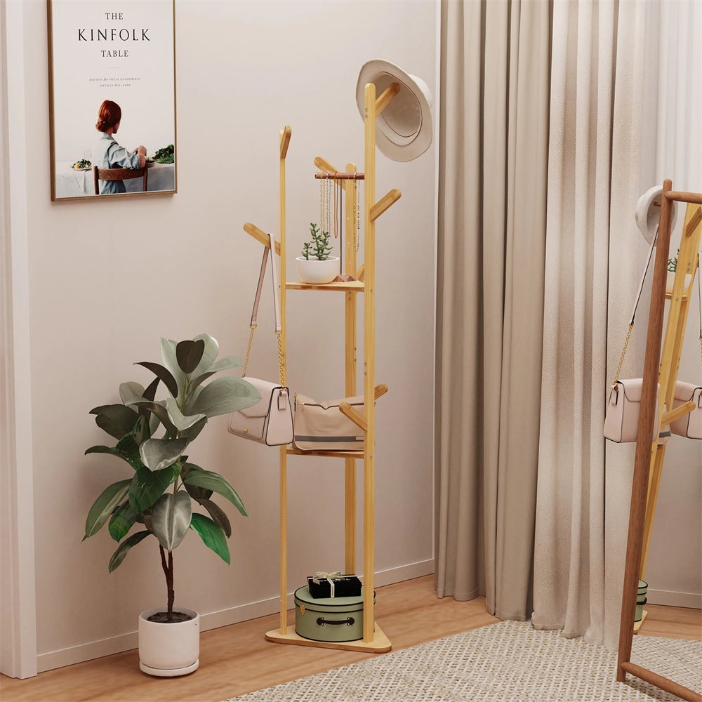 Cintre simple sur pied, cintre multifonctionnel pour vêtements et sacs, adapté au salon, à la chambre et au couloir - 4