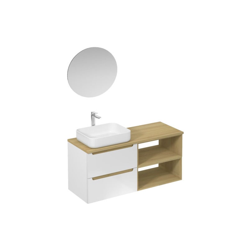 Conjunto de baño con lavabo que incluye grifo de lavabo, caño y sifón naturel stilla, blanco brillante (ksetstilla014)