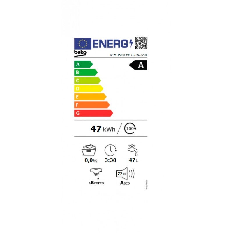 Lavadora BEKO B3WFT58415W 60 cm 8 kg - 5