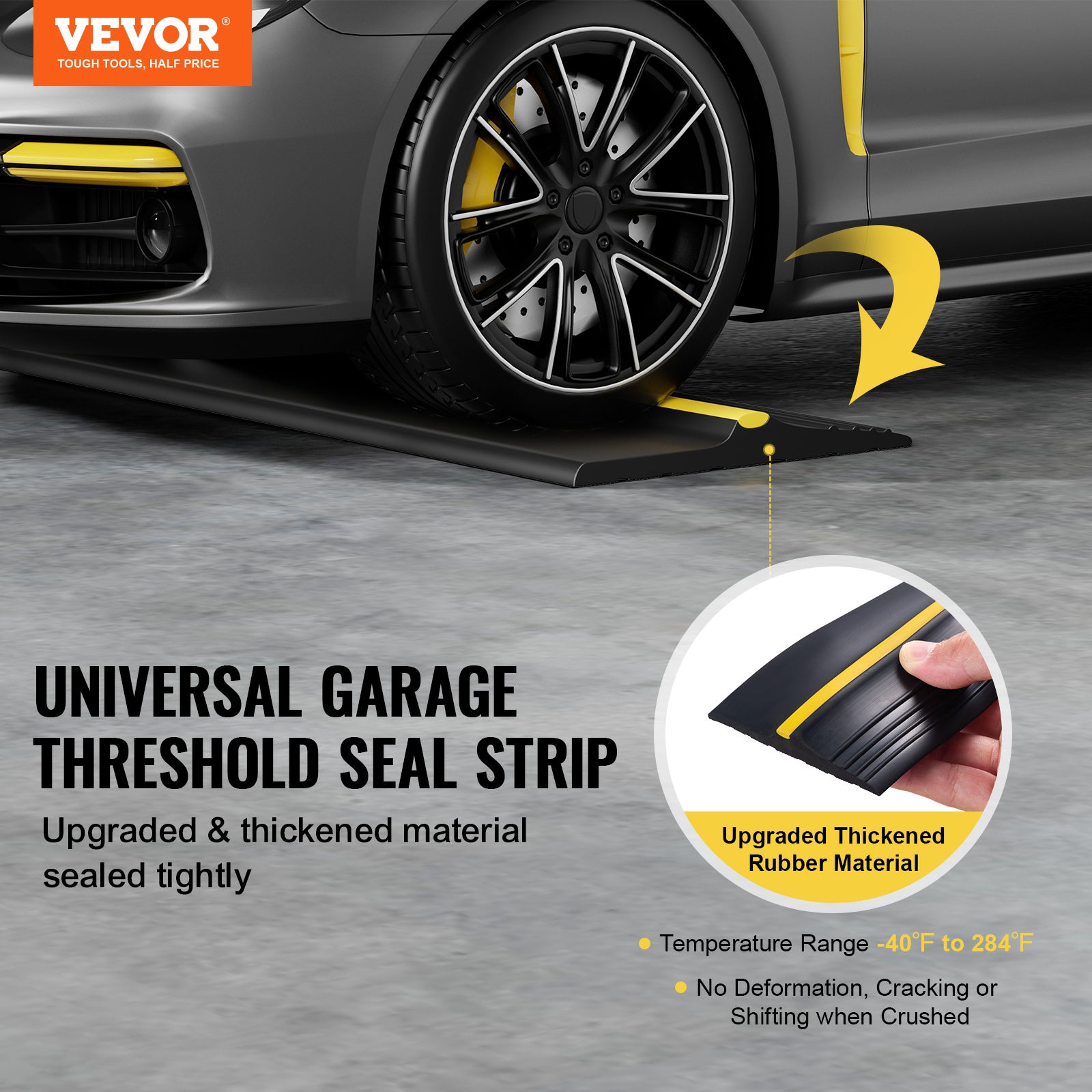 Joint de porte de garage,VEVOR 3,6 m,seuil universel résistant aux intempéries,avec adhésif,coupe-froid en PVC épais,noir - 2