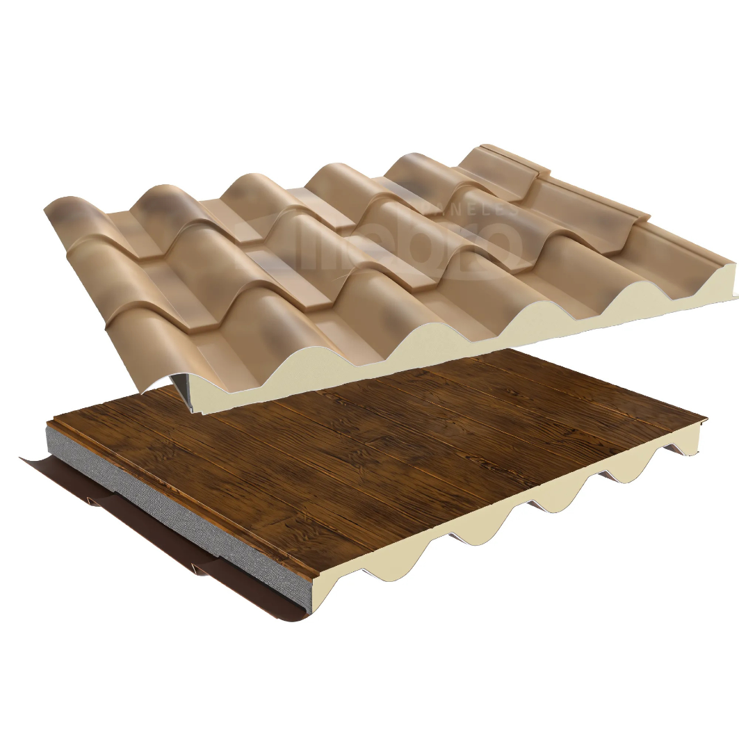 Panel imitación teja albero envejecido /imitación madera paneles ebro 1750x1000x40/85 mm