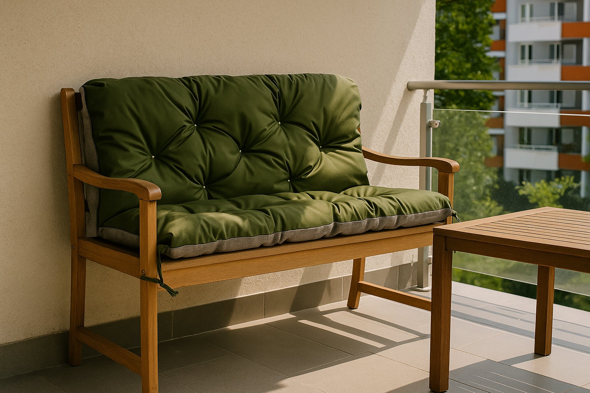 Coussin pour banc de jardin 140x50x50cm, coussin de jardin Vert, coussin de balançoire, coussin de banc extérieur, coussin de banc de jardin - 4