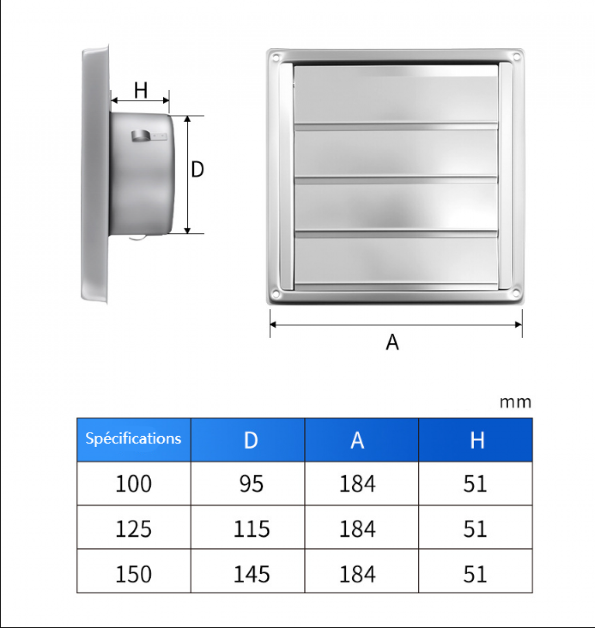 Rejilla De Ventilación De Acero Inoxidable 304 - Diámetro 100 Mm, Con Tapa Antirretorno Y Malla Antipolvo/insectos, Para Interior/exterior