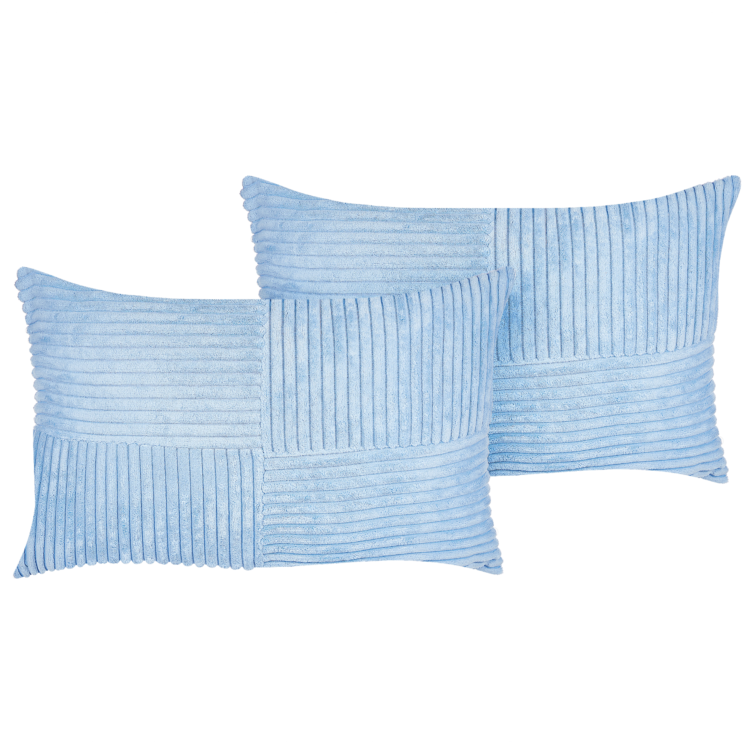 Beliani conjunto de 2 cojines decorativos millet pana 30 x 50 cm azul patrón geométrico