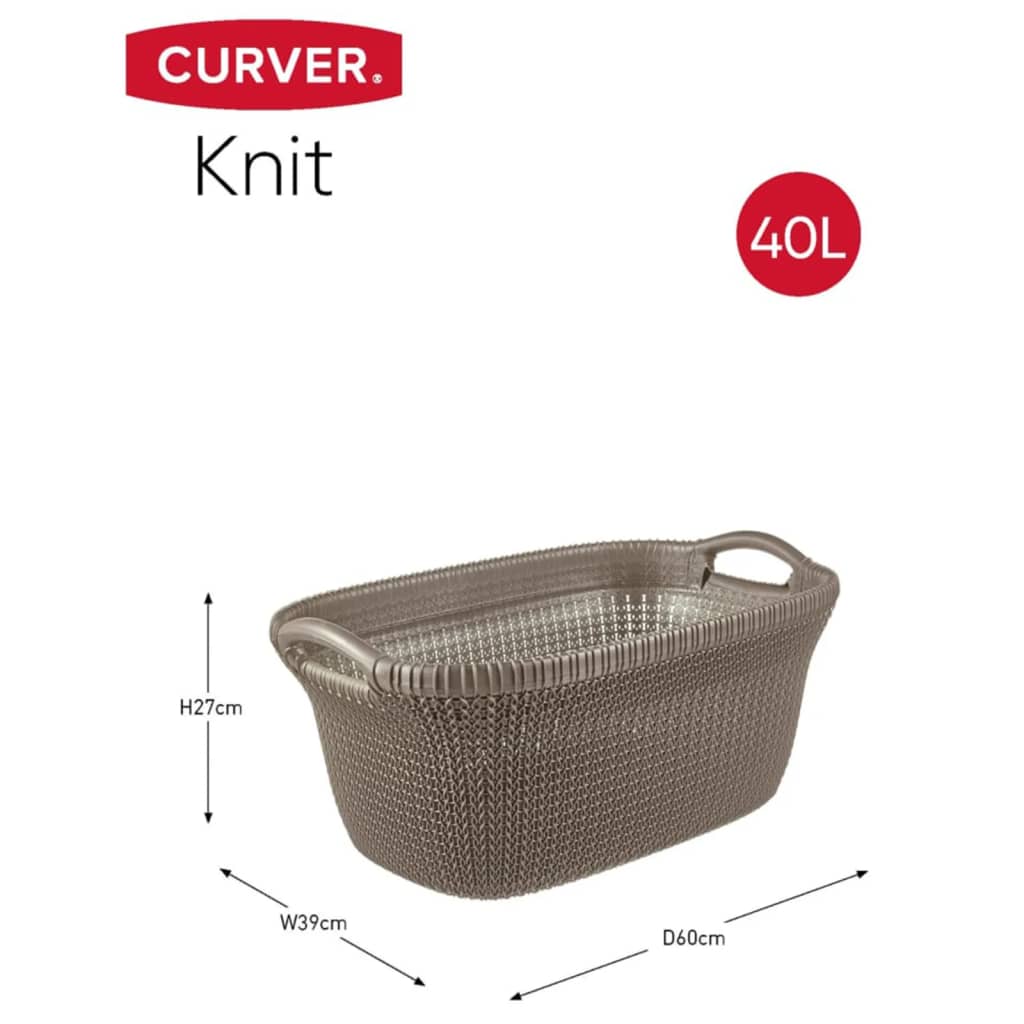 Curver Panier à linge Knit 40 L Marron métallique - 6