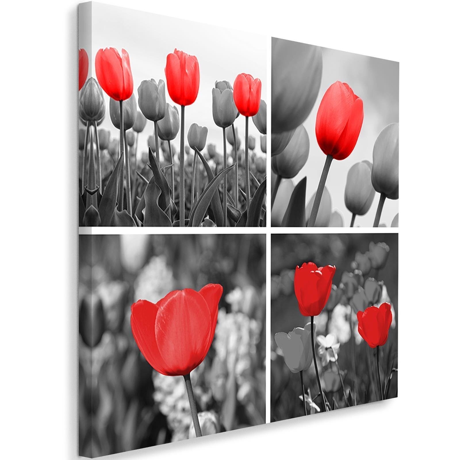 Obraz na płótnie, Czerwone tulipany kwiaty kolaż 40x40