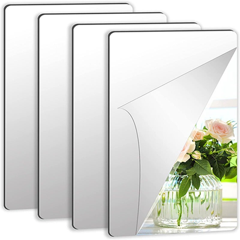 Juego de pegatinas para espejo-plata-10cm×15cm-4pcs-viscose mirror holder mirror large viscose mirror