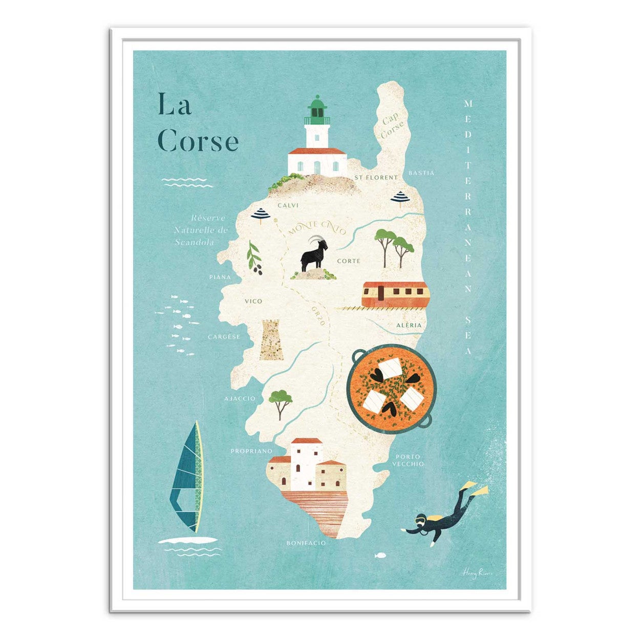 Affiche carte de Corse