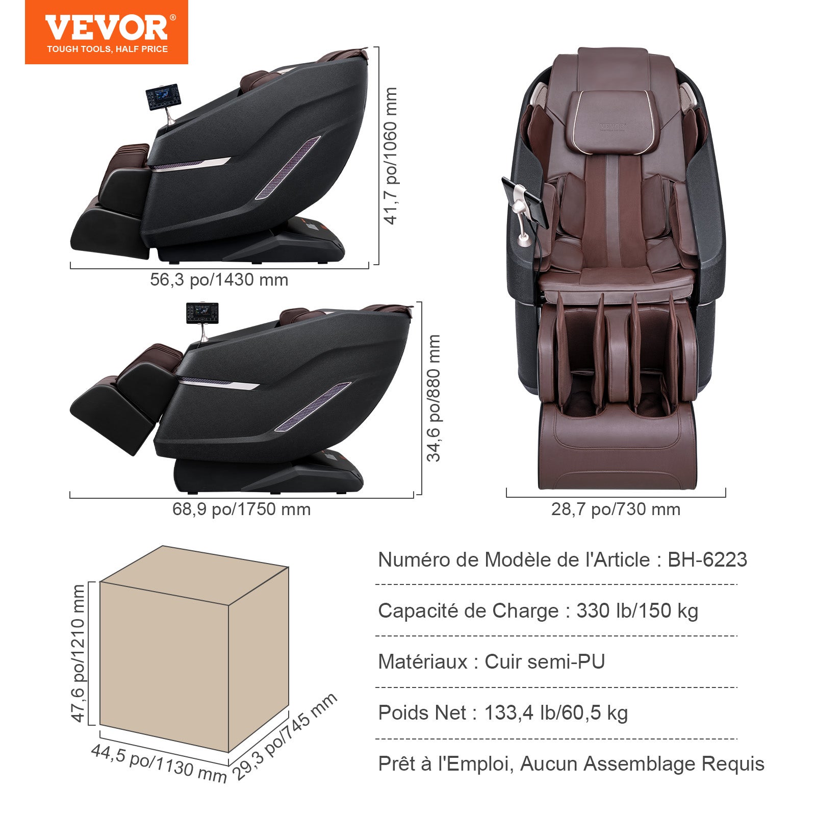 Fauteuil de massage 3D Shiatsu SL Rail Zero Gravity 10-18 modes Chauffage Haut-parleur Bluetooth 160 kg SucceBuy - 2