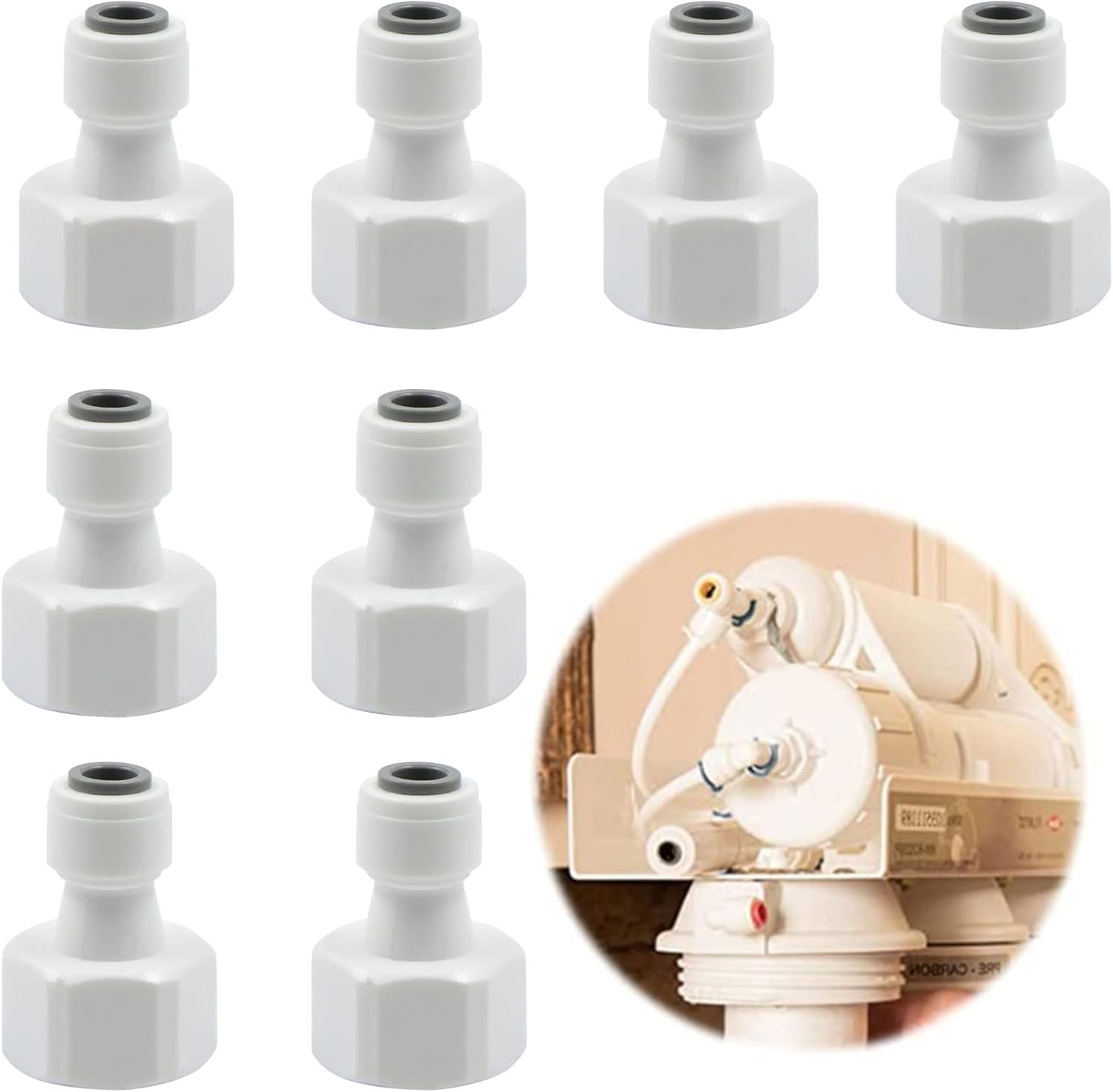 Szybki adapter filtra wody, 1/2" na 1/4" - złącze lodówki, zestaw 8 sztuk