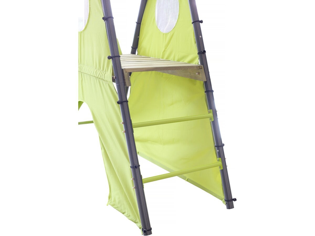 Portique de jeu métal avec toboggan 